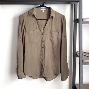 Green button up blouse